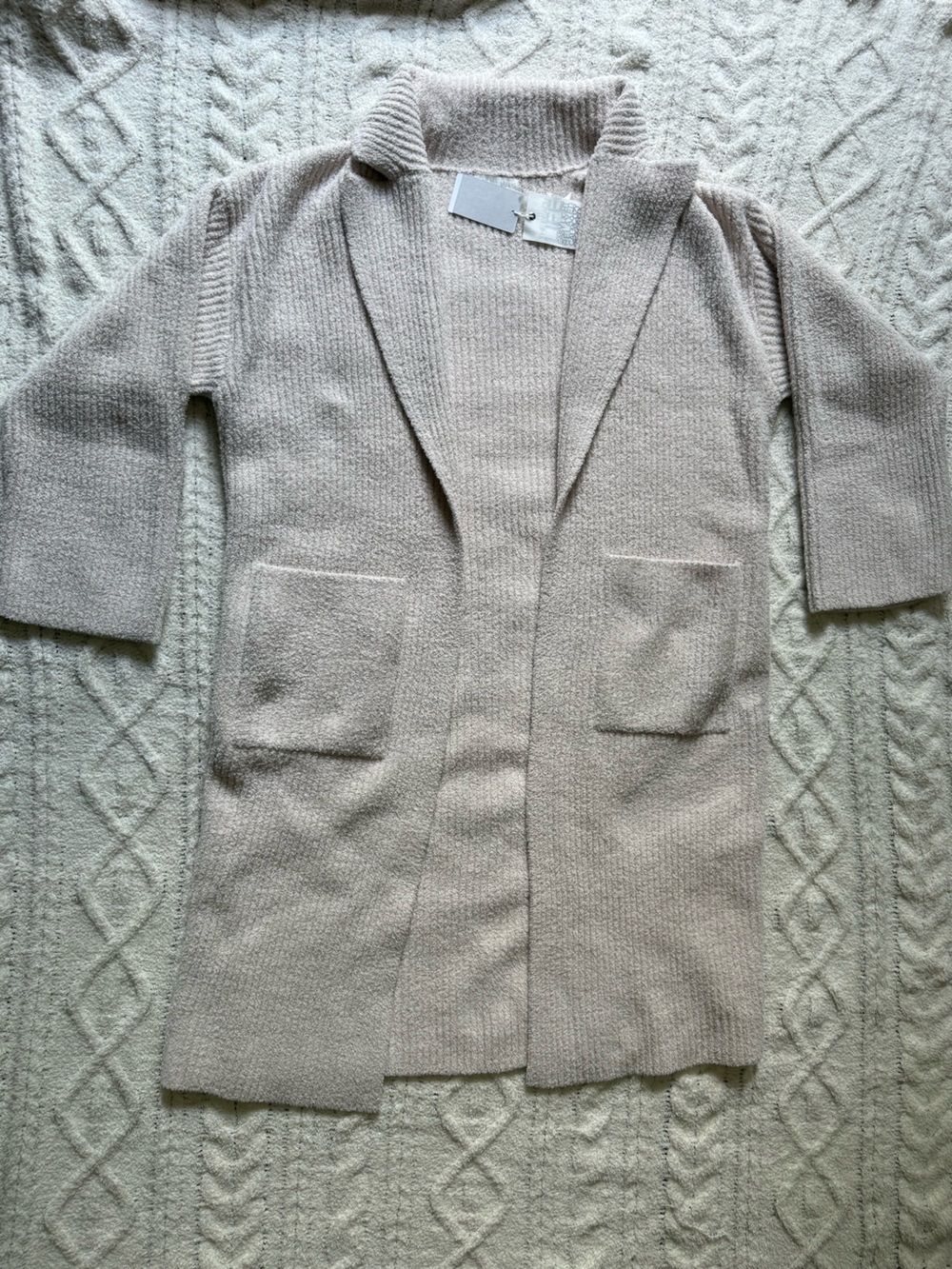Barefoot Dreams Sand Dune Pink Cotton Ribbed Cardigan Large XL - Picture 11 of 16